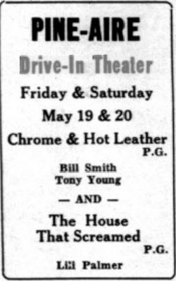 Pine Aire Drive-In Theatre (Pine-Aire) - May 1972 Ad (newer photo)